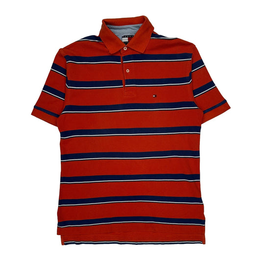 Vintage Tommy Hilfiger Striped Polo Shirt - Small Red Cotton