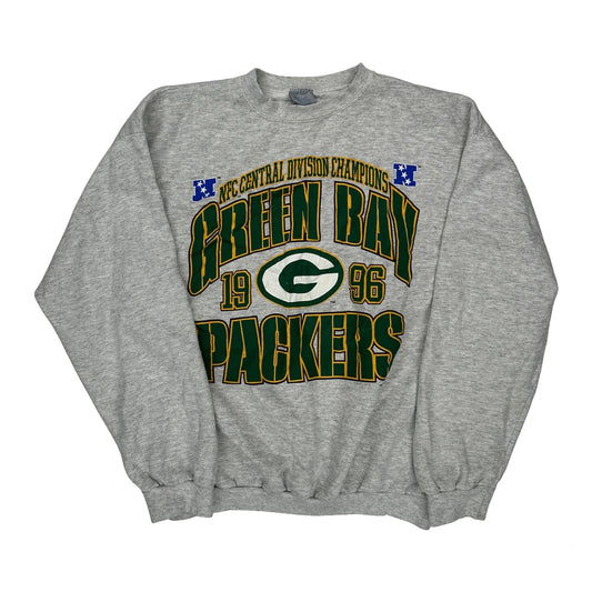 Green Bay Packers Logo Athletics Football Sweatshirt - Large Grey Cotton