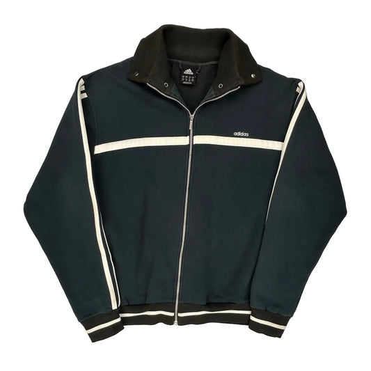 Adidas Striped Track Jacket - XL Black Cotton Blend