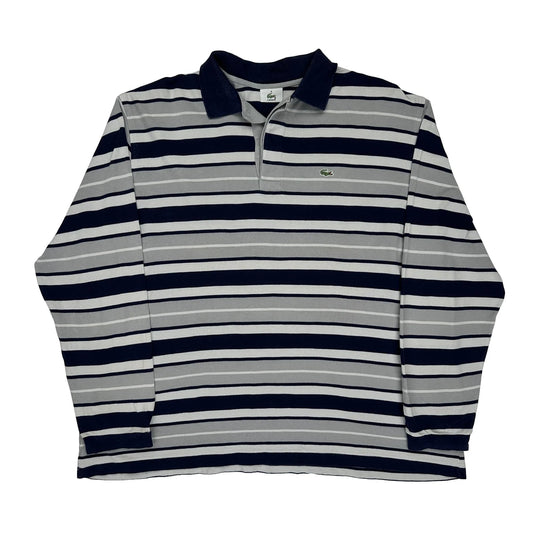 Lacoste Striped Polo Shirt - 3XL Grey Cotton
