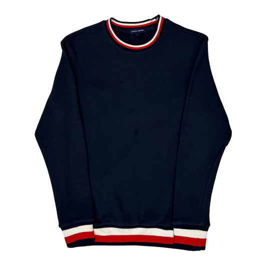 Vintage Tommy Hilfiger Striped Jumper - Medium Navy Cotton