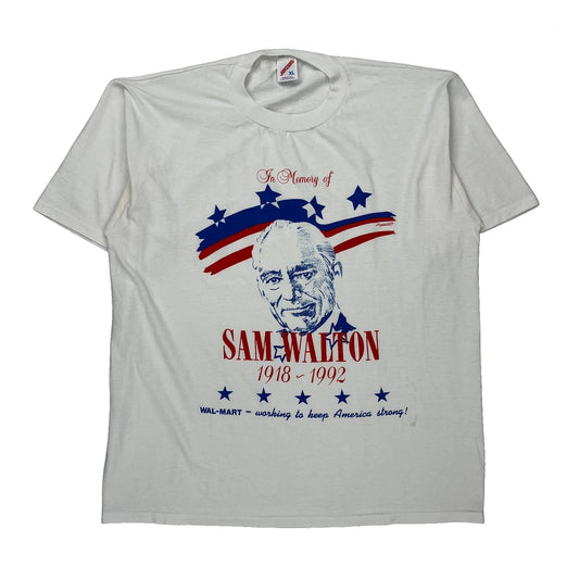 In Memory Of Sam Walton 1918-1992 Jerzees Graphic T-Shirt - XL White Cotton