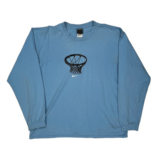Basketball Nike Graphic Long Sleeve T-Shirt - Large Blue Cotton