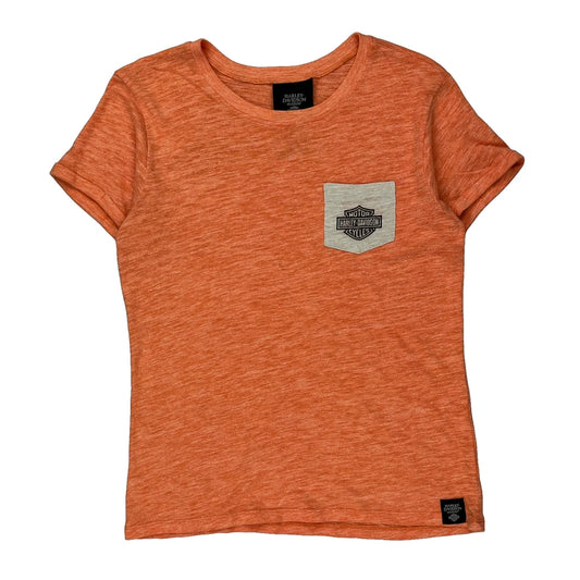 Harley Davidson T-Shirt - Medium Orange Cotton