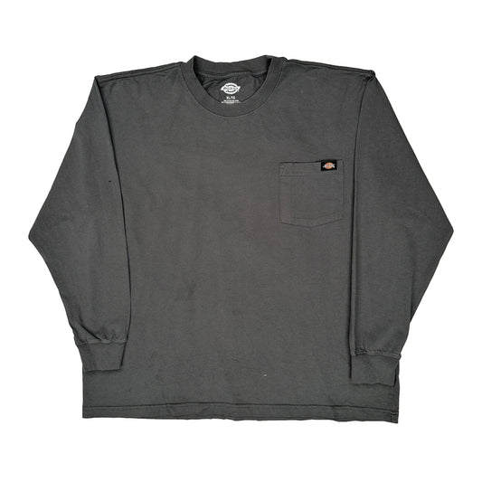 Vintage Dickies Long Sleeve T-Shirt - XL Grey Cotton