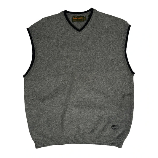 Timberland V-Neck Sweater Vest - XL Grey Wool