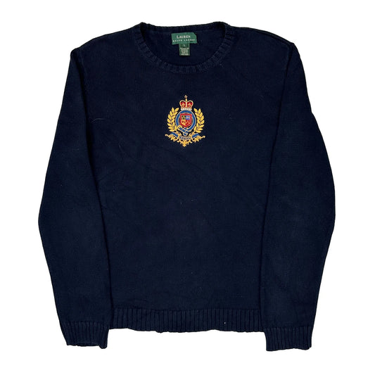 Ralph Lauren College Jumper - Large Navy Cotton