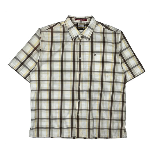 Vintage Southpole Checked Short Sleeve Shirt - XL Brown Cotton