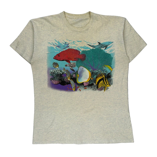 Unbranded Single Stitch T-Shirt - Large Beige Cotton