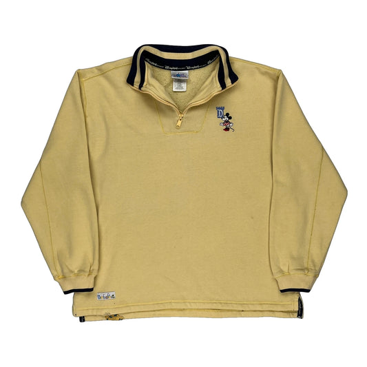 Mickey Mouse Disneyland Resort 1/4 Zip - Large Yellow Cotton Blend