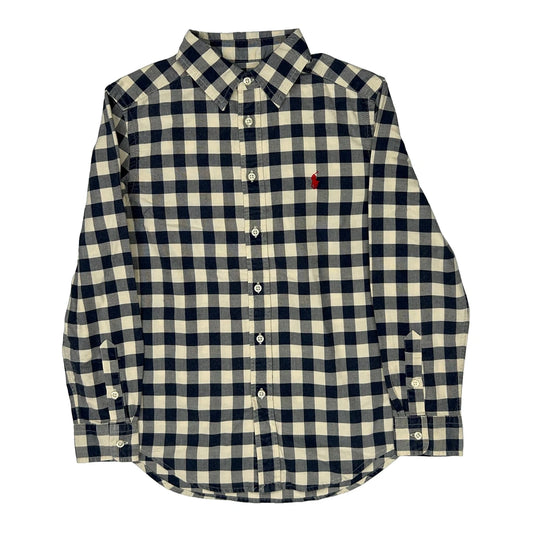 Age 8-9 Polo By Ralph Lauren Checked Flannel Shirt - Medium Cream Cotton