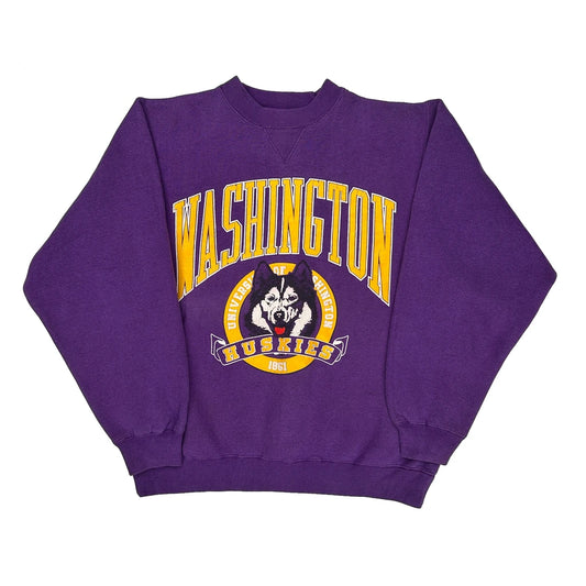 Vintage University Of Washington Huskies Galt Sand College Sweatshirt - Medium Purple Cotton Blend