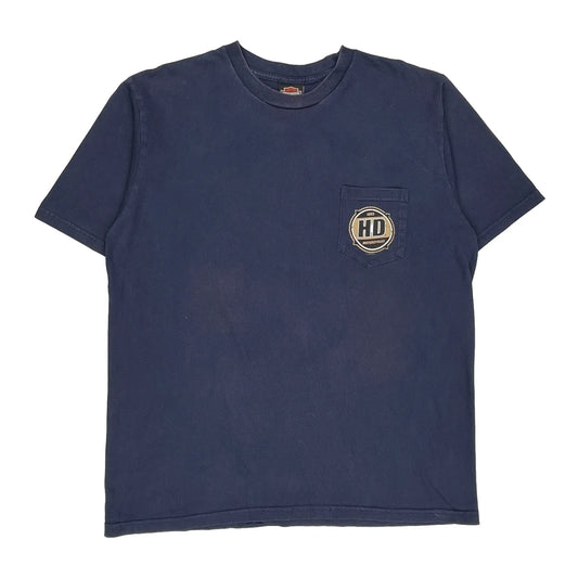 Harley Davidson Graphic T-Shirt - 2XL Blue Cotton