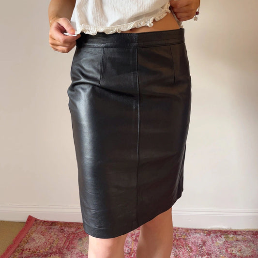 Vintage black Guy Dray Midi Skirt - womens 24" waist