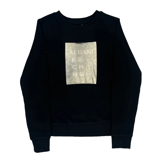 Armani Exchange Spellout Sweatshirt - Small Black Cotton Blend