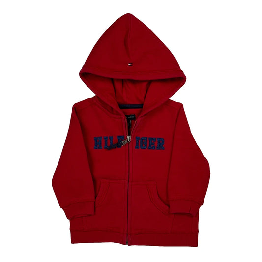 Vintage Age 12 Months Tommy Hilfiger Spellout Hoodie - XS Red Cotton