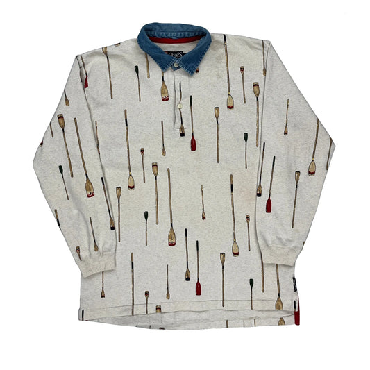 Chaps Ralph Lauren Boat Oars Graphic Rugby Shirt - Large Multicoloured Cotton