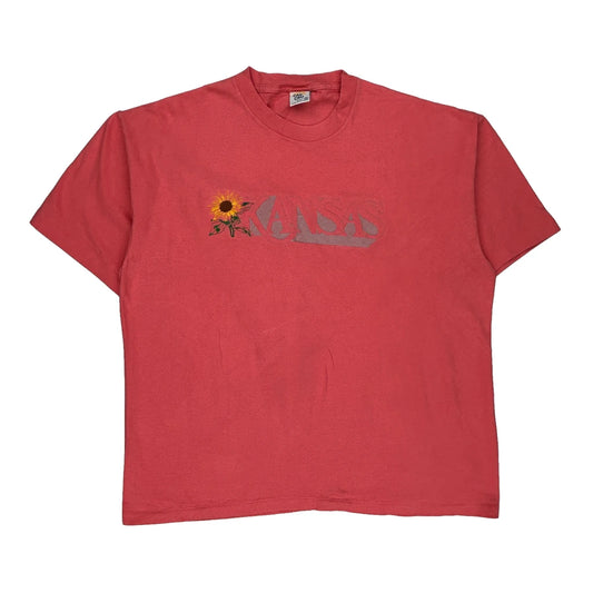 Kansas Cal Cru Single Stitch T-Shirt - XL Red Cotton