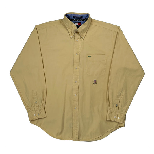 Vintage 90S Tommy Hilfiger Shirt - Large Yellow Cotton