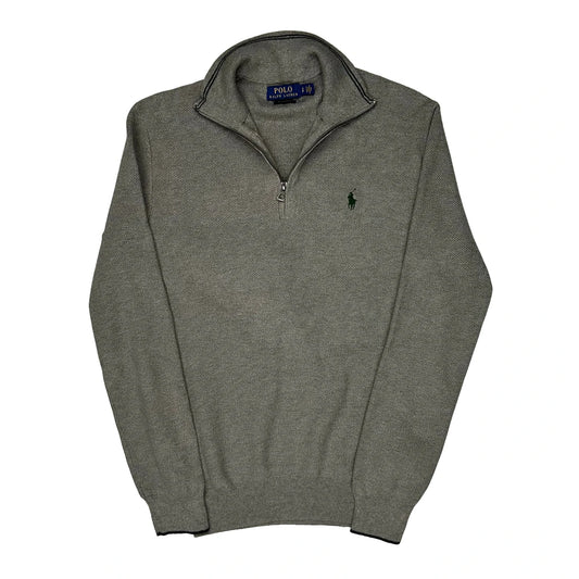 Vintage Polo By Ralph Lauren 1/4 Zip - Small Grey Cotton