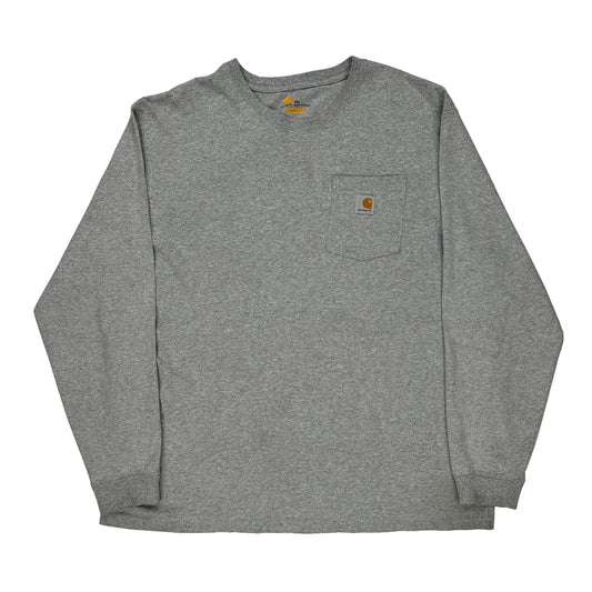 Carhartt Long Sleeve T-Shirt - 2XL Grey Cotton Blend