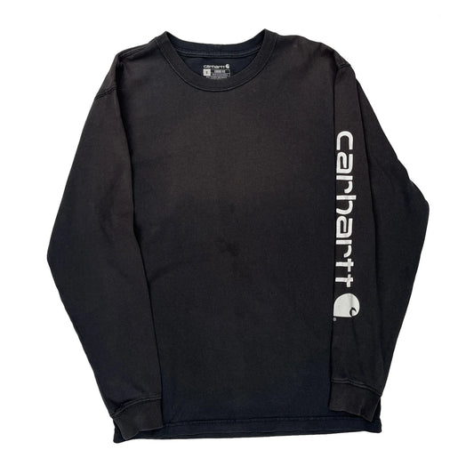Carhartt Spellout Long Sleeve T-Shirt - Small Black Cotton