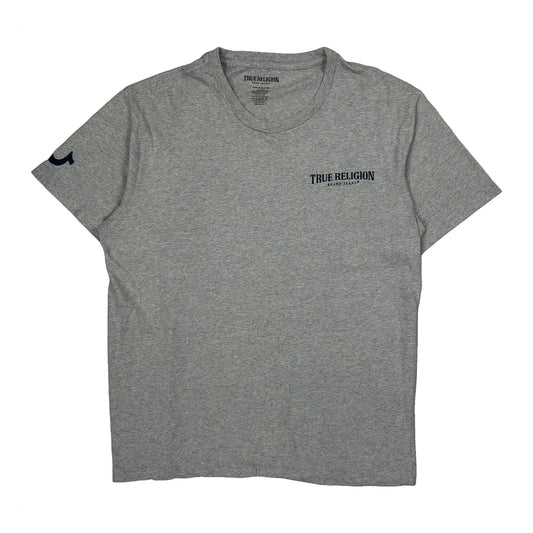 True Religion Graphic T-Shirt - Large Grey Cotton