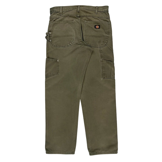 Dickies Carpenter Trousers - 34W 32L Khaki Cotton