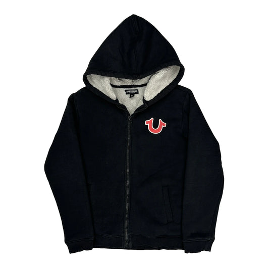 Vintage Sherpa Lined True Religion Hoodie - Medium Black Cotton