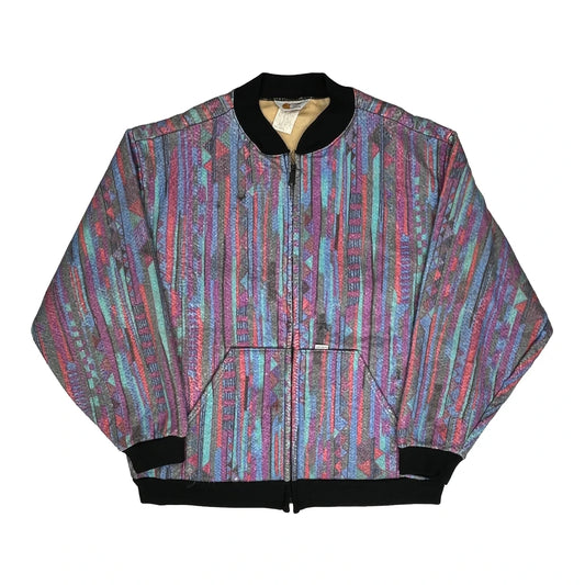 90S Carhartt Aztec Southwest Native Bomber Jacket - 2XL Multicoloured Polyester Blend