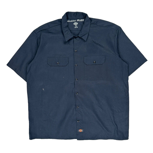 Dickies Short Sleeve Shirt - XL Navy Cotton Blend