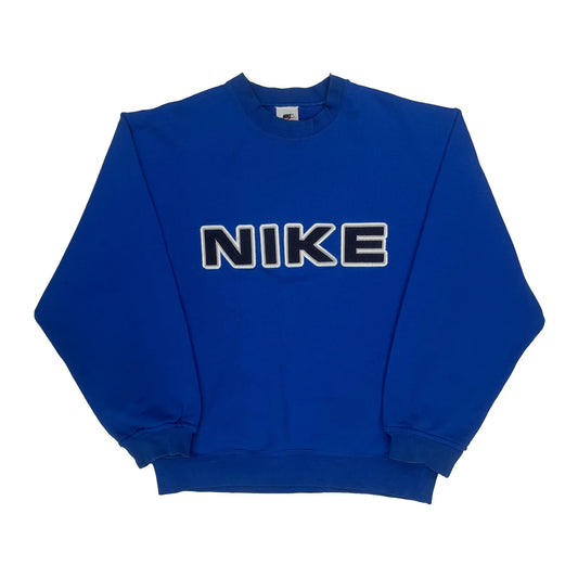Vintage Nike Spellout Sweatshirt - Large Blue Cotton