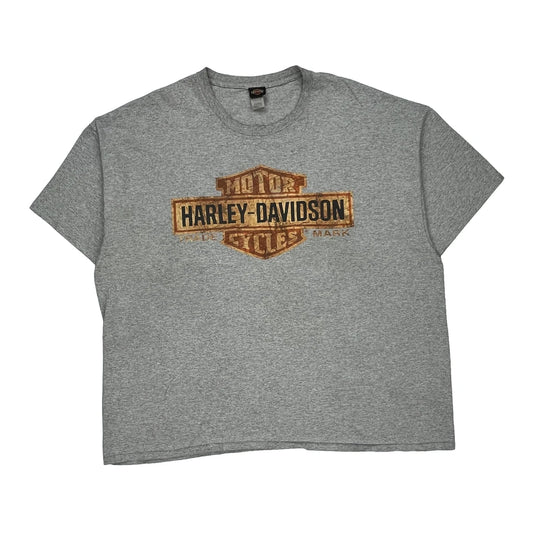 Harley Davidson Graphic T-Shirt - 3XL Grey Cotton Blend