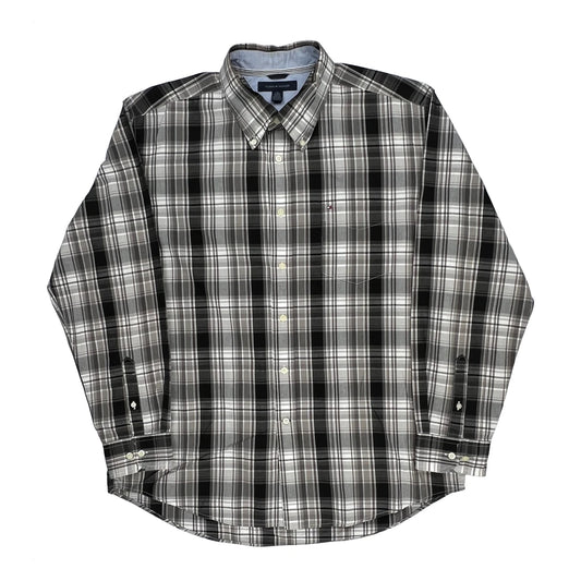 Vintage Tommy Hilfiger Checked Shirt - XL Black Cotton
