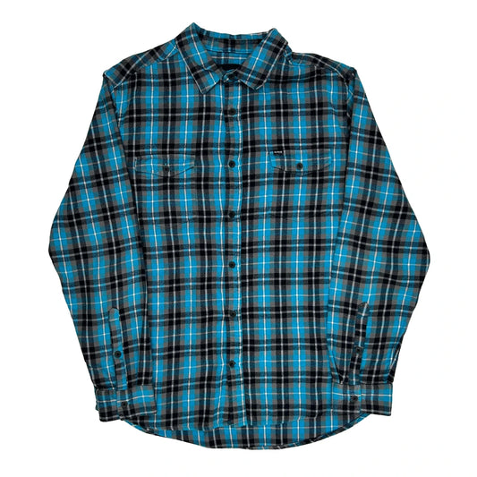 Vintage Hurley Checked Flannel Shirt - Large Blue Cotton