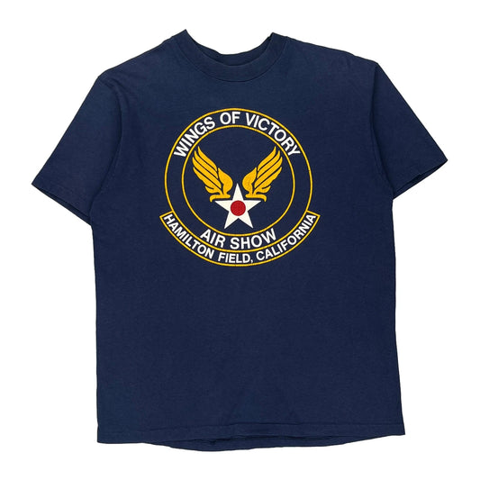 Military Wings Of Victory Air Show California Hanes Graphic T-Shirt - Large Blue Cotton