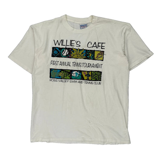 Willie'S Cafe First Annual Tennis Tournament All Sport Single Stitch T-Shirt - XL White Cotton