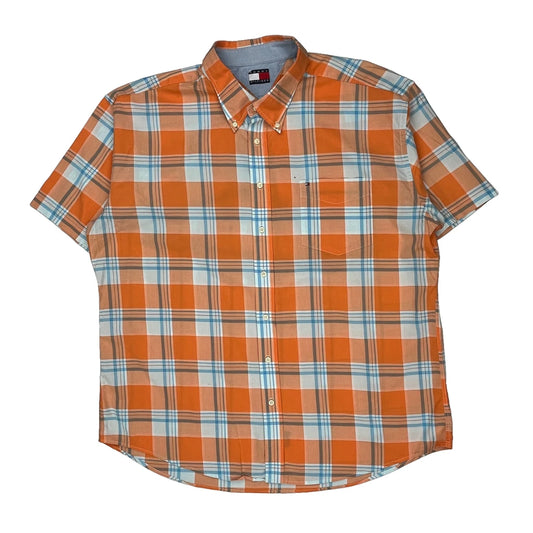 Tommy Hilfiger Checked Short Sleeve Shirt - 2XL Orange Cotton