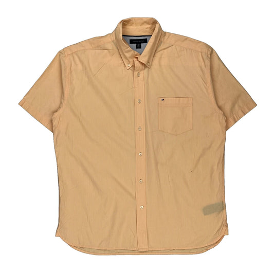 Tommy Hilfiger Striped Short Sleeve Shirt - XL Orange Cotton