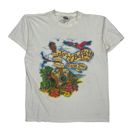 Jimmy Buffett 2000 Tour Tultex Band T-Shirt - Large White Cotton