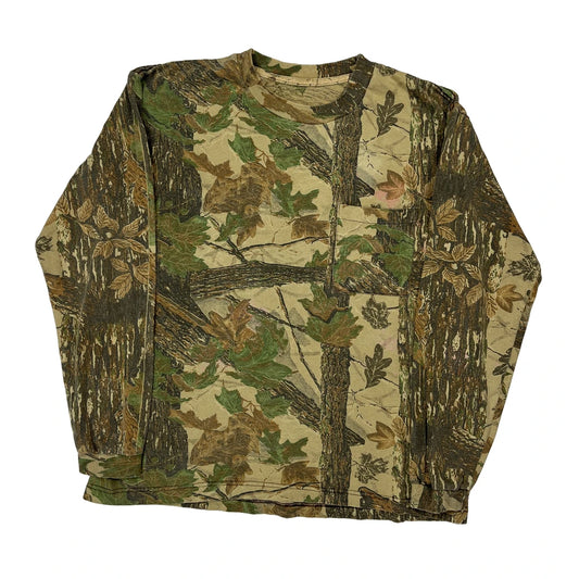 Mossy Oak Camo Long Sleeve T-Shirt - XL Green Cotton