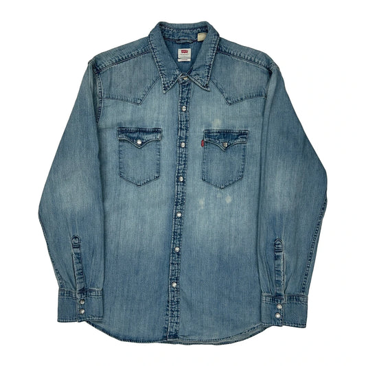 Levis Denim Shirt - Large Light Wash Denim