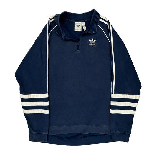 Adidas Striped Sweatshirt - 2XL White Cotton