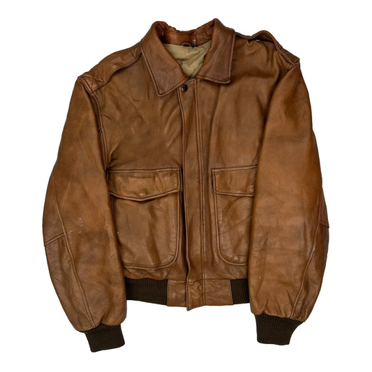 Unbranded A2 Flight Leather Jacket - Medium Brown Leather