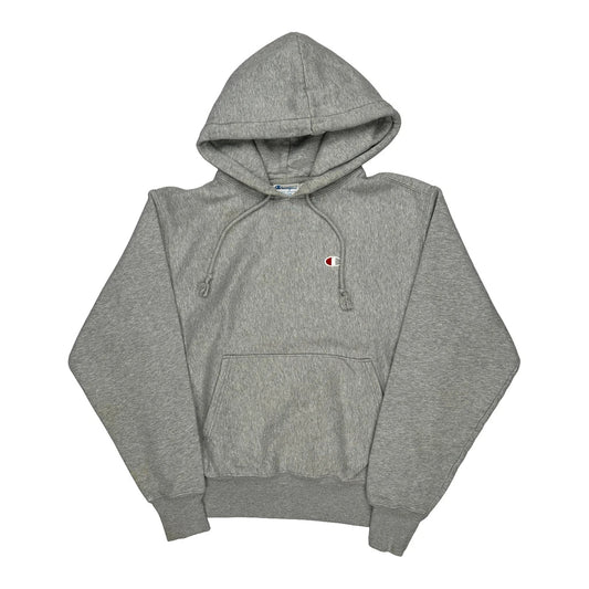 Vintage Champion Hoodie - Medium Grey Cotton Blend