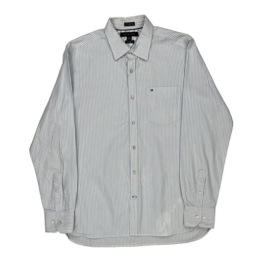 Custom Fit Tommy Hilfiger Striped Shirt - Medium White Cotton