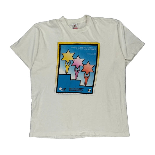 Single Stitch Fruit Of The Loom Graphic T-Shirt - XL White Cotton