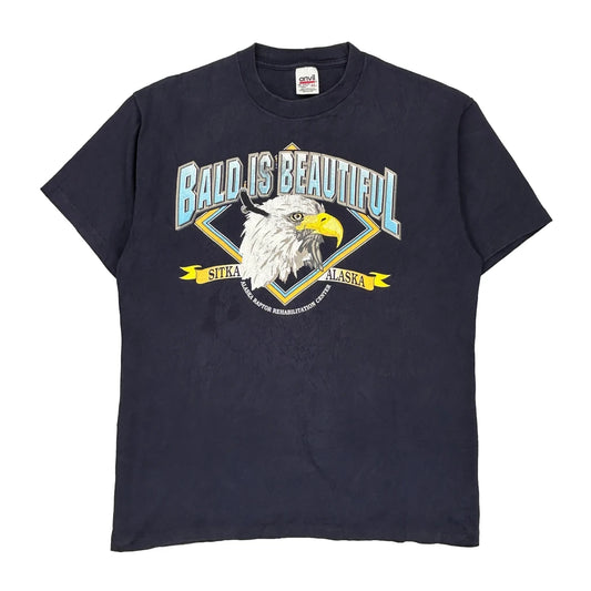 Bald Eagle Anvil Single Stitch T-Shirt - XL Navy Cotton