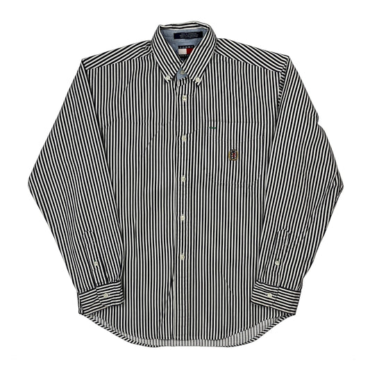 Vintage Tommy Hilfiger Striped Shirt - Medium Black & White Cotton