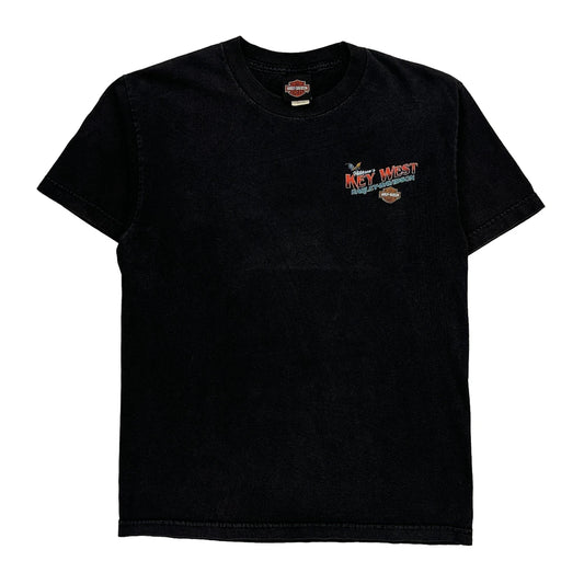Key West Harley Davidson Graphic T-Shirt - Medium Black Cotton